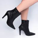 Bota cano baixo - Croco - Salto alto, fino 10 cm/Feminino