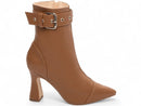 Bota cano médio - Salto taça - Salto alto 9 cm - detalhe em fivela/Feminino
