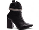 Bota cano curto - Pulseira removível - Salto alto, bloco, grosso 9 cm/Feminino