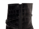Bota cano médio - Croco - Salto taça - Salto alto 9 cm/Feminino