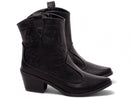 Bota cano curto - Texana Country - Bordado - Salto baixo, bloco 6 cm/Feminino
