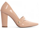 Scarpin luxo - Aplique lateral - Verniz - Salto alto, bloco, grosso 8 cm/Feminino