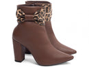 Bota cano curto - Laço - Salto alto, bloco 9 cm/Feminino