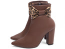Bota cano curto - Laço - Salto alto, bloco 9 cm/Feminino
